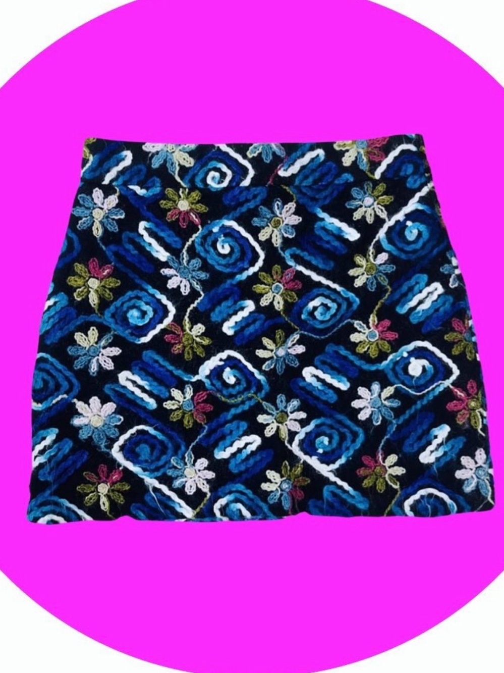 Zara Blue Floral Patterned Mini Skirt